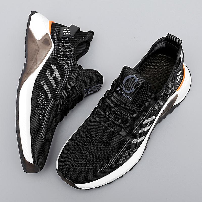 (New)Men'S Casual Running Shoes|   Comfortable Thick-Soled Shock-Absorbing Shoes with Faux Upper and Rubber Sole, Lace Closure, Pointed Toe, Suitable for All Seasons
