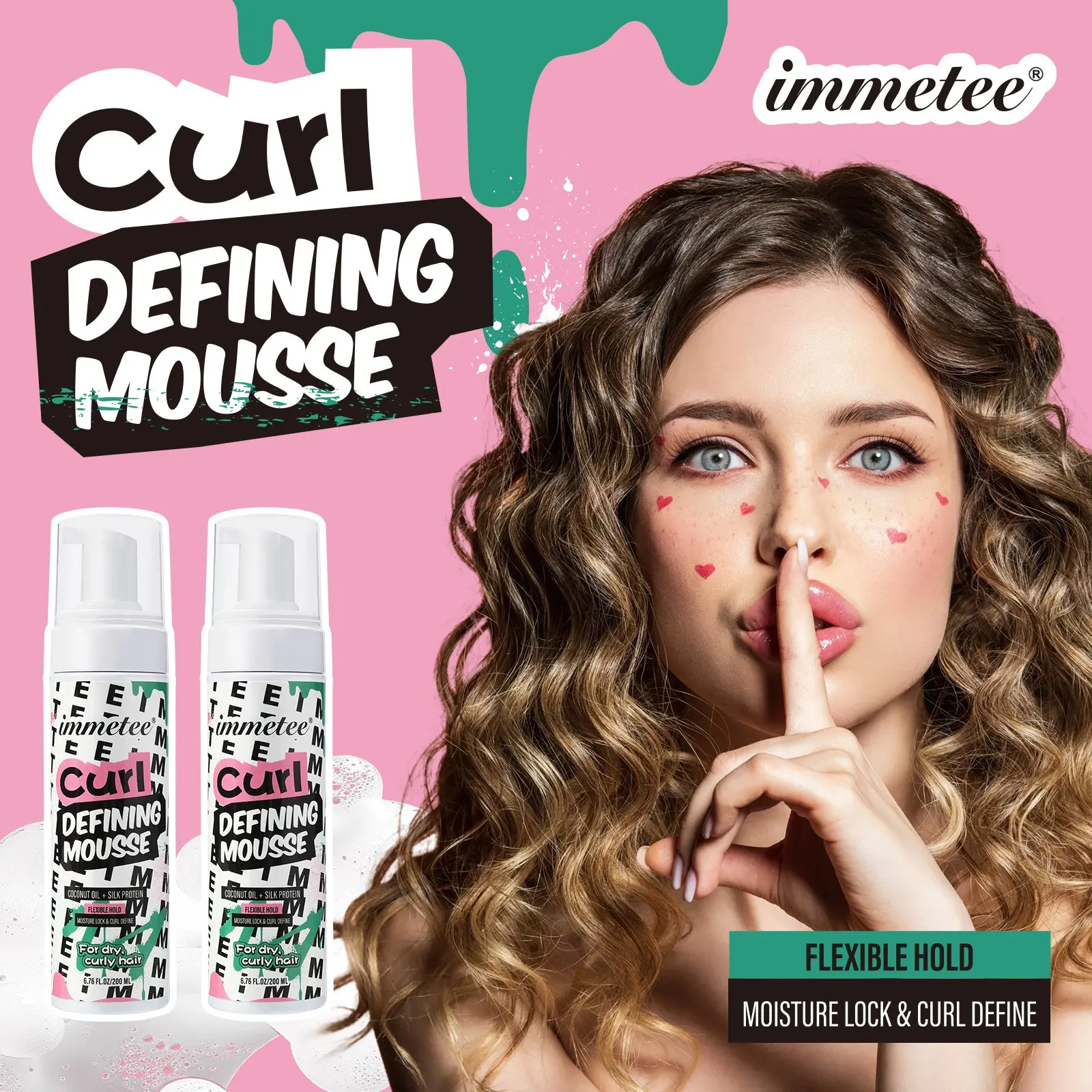 Curl Defining Hair Mousse, Styling Mousse for Curly Hair, Volumizing Foam for Women & Men, Foaming Texture for Curls & Wavy Hair, Alcohol-Free, Defining & Enhancing