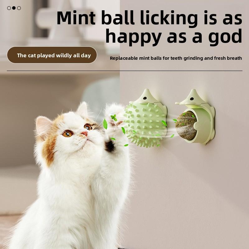 Catnip-Filled Hedgehog Toy for Cats - Soft Chewable Kicker Ball with Textured Surface - Interactive Self-Playing Plush Pet Toy - Stress Relief & Dental Care Muzzle Medium Treadmill Training