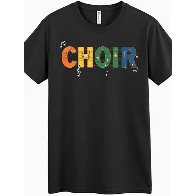 Men's Choir Music Director & Choir Member T-Shirt - Breathable Cotton Short Sleeve with Choir Lettering & Music Notes, All-Season Comfort Fit, Choir-Themed Gift for Singers, Directors, Choirs - Casual Round Neck Tee