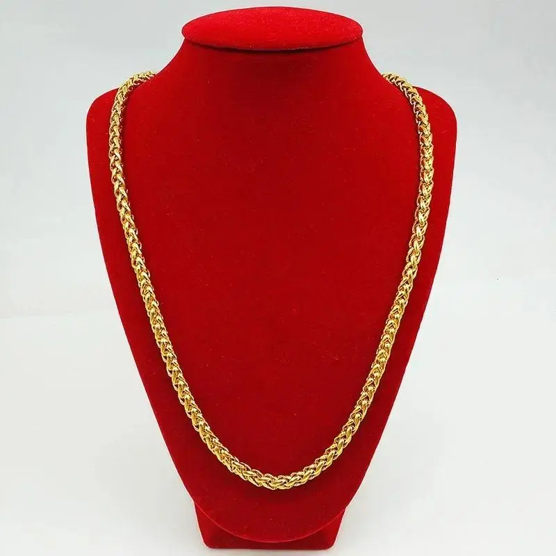 24K Gold, AU999 real gold necklace for men's and women's gold fashionable jewelry, hollow Thai chain