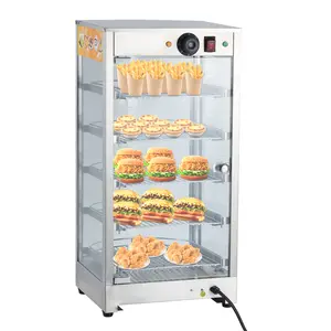 Commercial Food Warmer Display Cabinet 14"-35" 3/5-Tier 800W Pizza Warmer with 3D Heating & Glass Door – Stainless Steel for Cafe Bakery