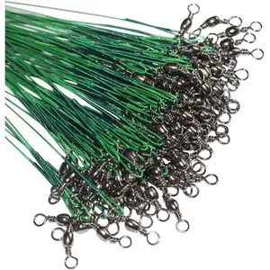 60pcs Fishing Wire Leaders Nylon-Coated Fishing Line Wire Leaders with Swivels and Snaps 6inch, 9inch, 12inch