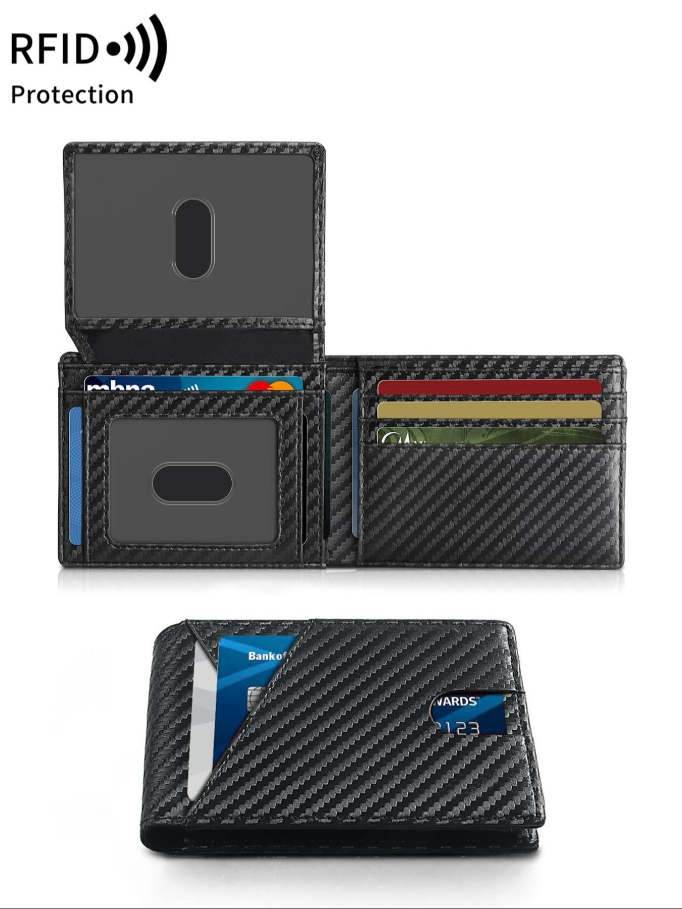 Father's Day Gifts, Men's Business Minimalist Carbon Fiber Card Holder, RFID Blocking Card Holder, Slim Front Pocket Wallet, Portable Wallet for Men