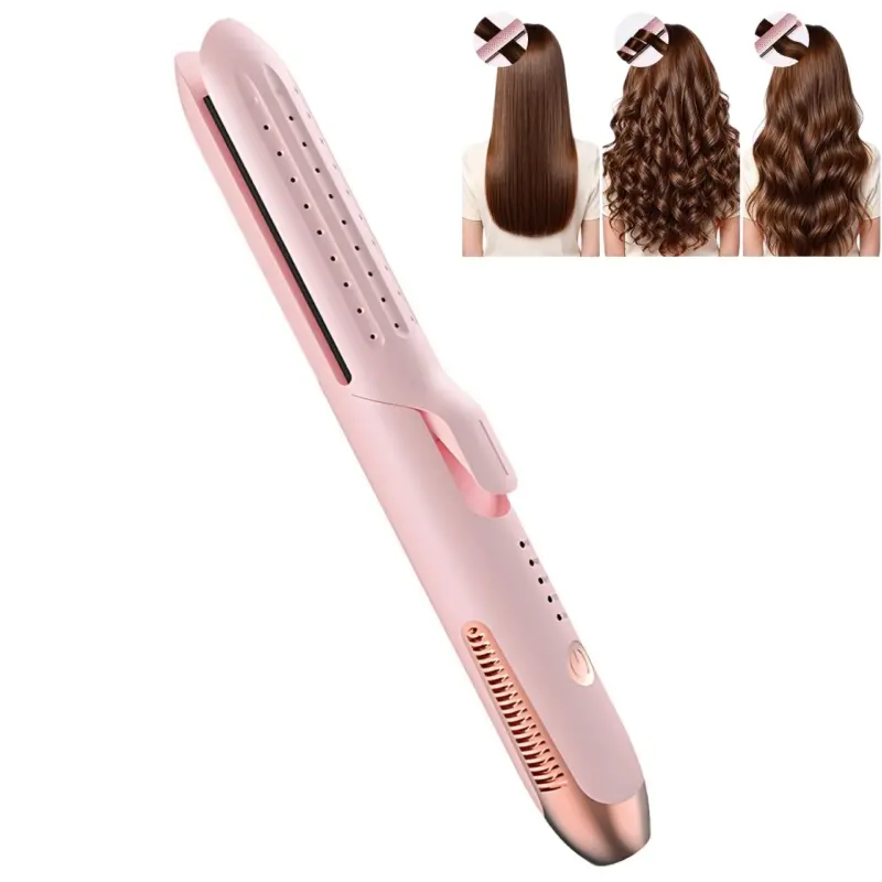 2 in 1 Hair Straightener and Curler, Ceramic Cool Air Styler, Adjustable Temperature Curling Iron, Portable Flat Iron for All Hair Types, 10.8 Inch