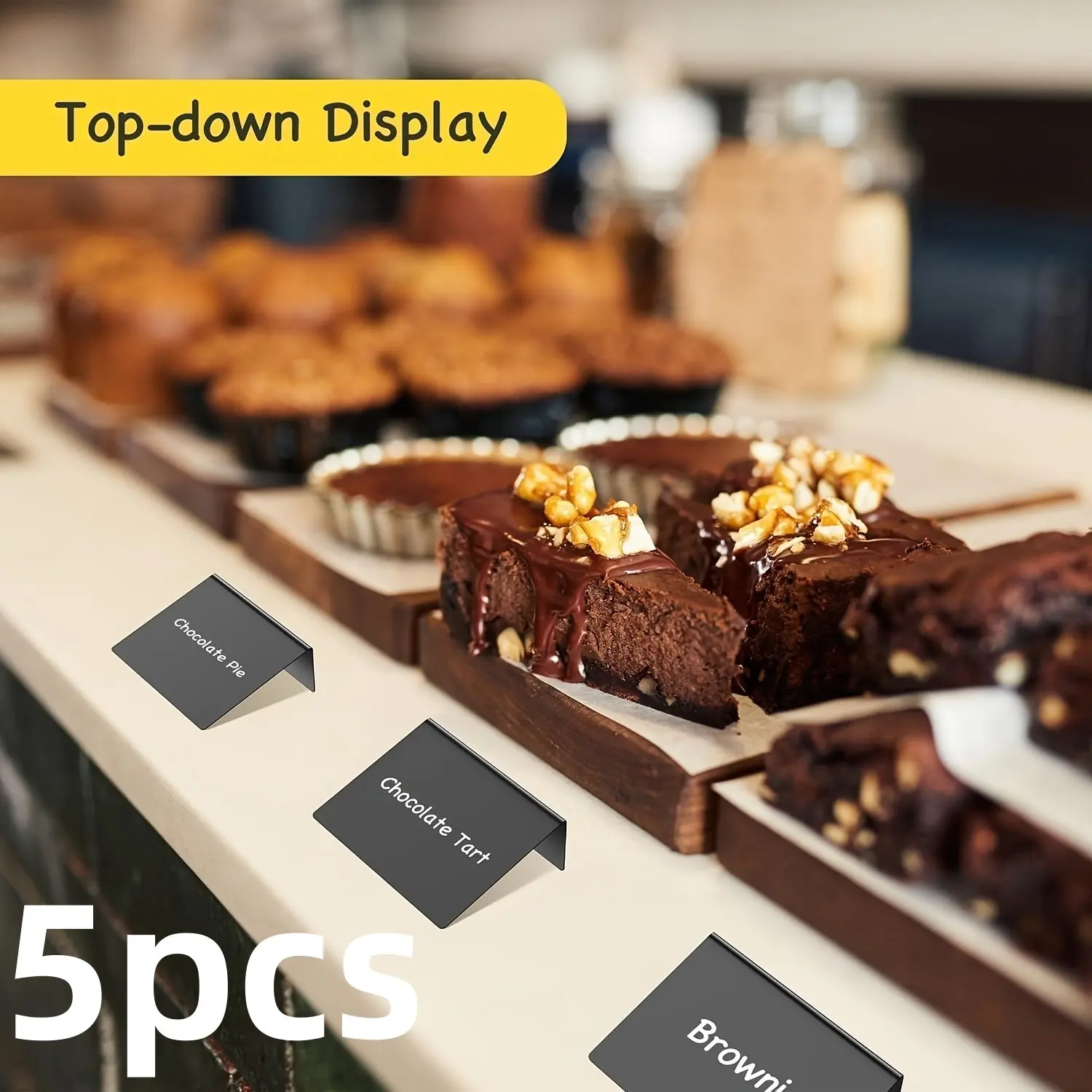 5 Piece L-Shape Mini Blackboard Signage, Acrylic Self-Service Labels, Small Food Display Rack, Wedding, Tent, Birthday Party