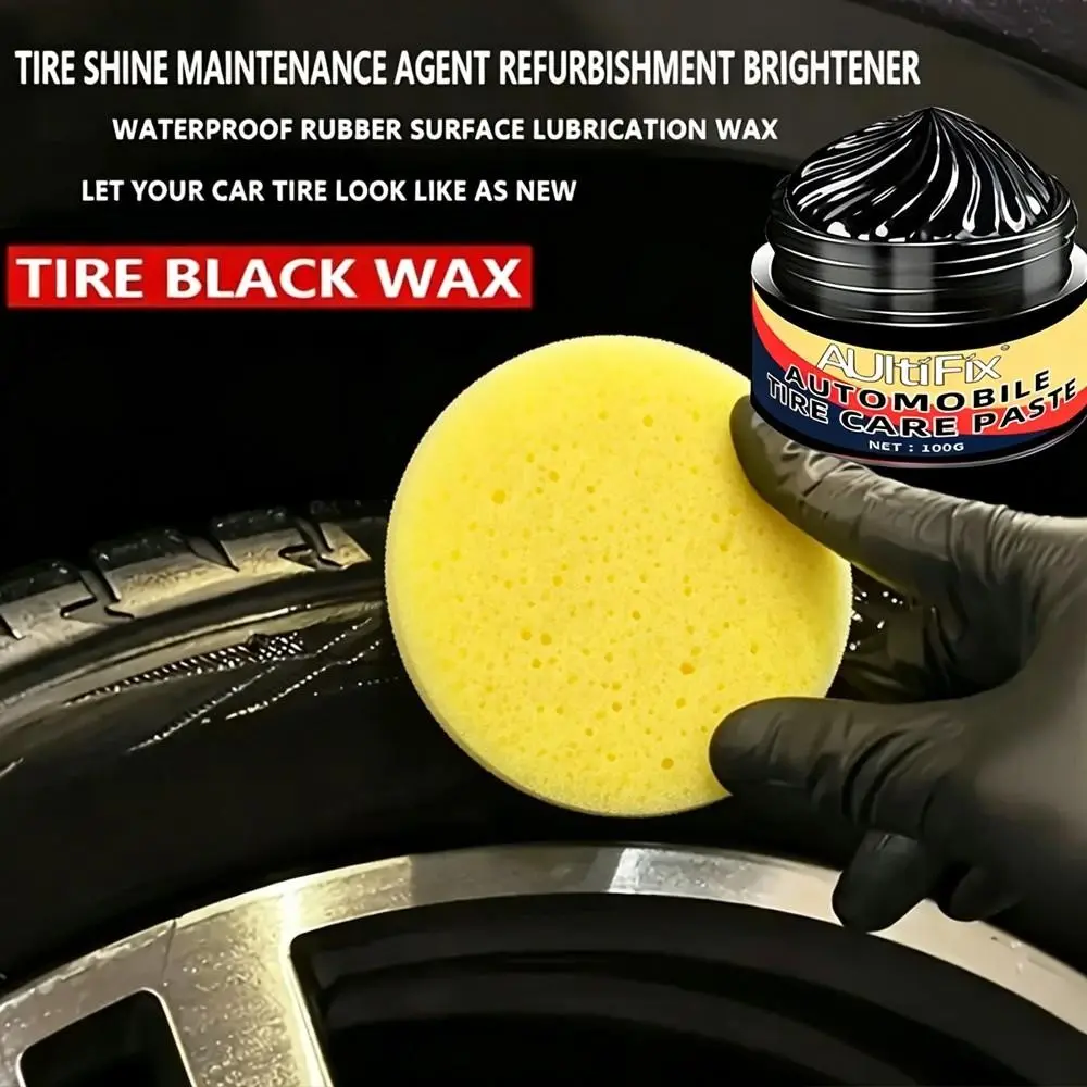 100g Auto Tire Shine Care Cream, Long Lasting Gloss, Waterproof, UV Protection, Anti-Aging Tire Renovation Maintenance Cream