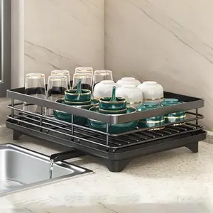 Home Kitchen Sink Drainer Rack, Multi-Functional Bowl and Plate Organizer, Simple Dustproof Storage Shelf, Easy-To-Use Countertop Holder, Countertop Dish Rack