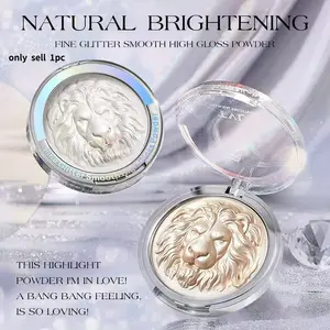 3D Lion Head Highlighter – Fine Glitter Mashed Potato Texture, Natural Brightening & Sculpting Luminous Effect for Face & Body, TikTok Viral Glow Powder