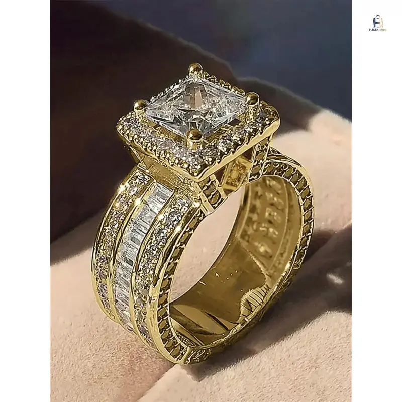 Elegant Rhinestone Decorated Geometric Design Ring for Women, Exquisite Trendy Engagement & Wedding Ring, Chic Gorgeous Jewelry As Gift for Girlfriend, Fashion Engagement Rings