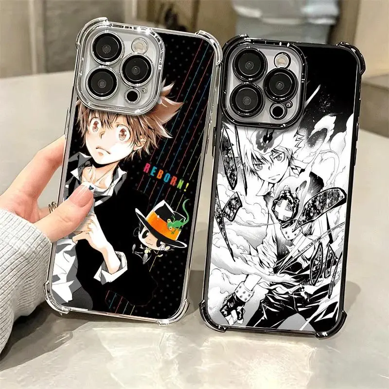 Katekyo Hitman Reborn Cartoon Animal-Themed Personalized Colorful Soft TPU-Plastic Phone Case, Shockproof Anti-Drop Plating Protection Accessory For iPhone 17 Air, 16, 15, 14, 13, 12, 11 Pro Max Plus