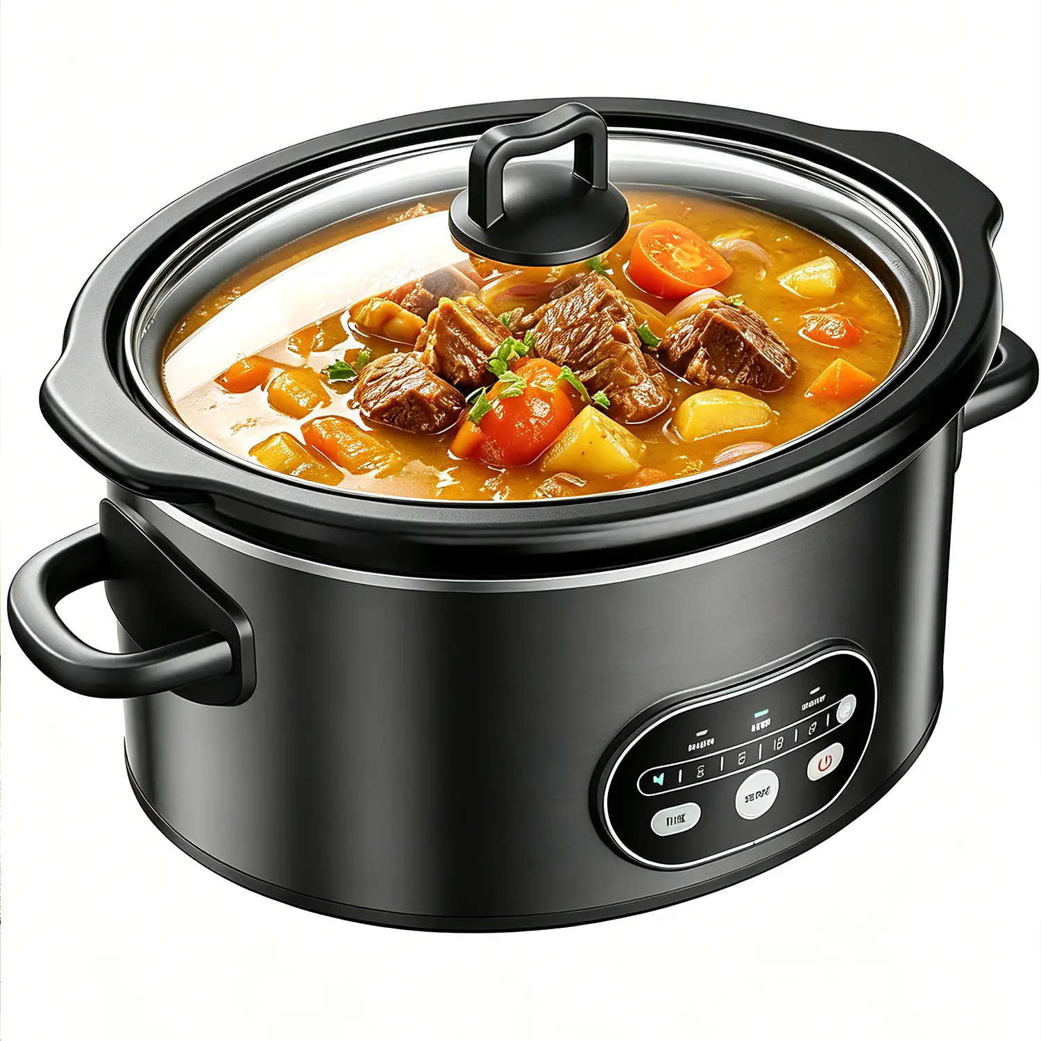 8QT Programmable Slow Cooker with Timer, Ceramic Crock Pot for Soups, Stews & Meal Prep, 3 Heat Settings, Auto Keep Warm, Dishwasher Safe, Black or Silver