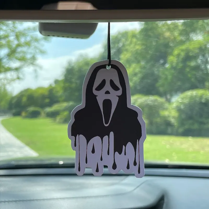Drip Melting Ghostface Scream Mask Car Hanging Air Freshener, Fruity Floral Scent, Horror Movie Aromatherapy Ornament, Multipurpose Scent Decor