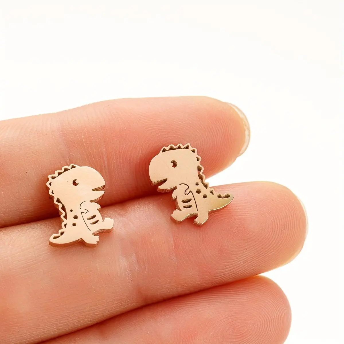 1 Pair Cute Stainless Steel Dinosaur Earrings Jewelry Minimalist Animal Earings Studs Kawaii Accessory Brinco