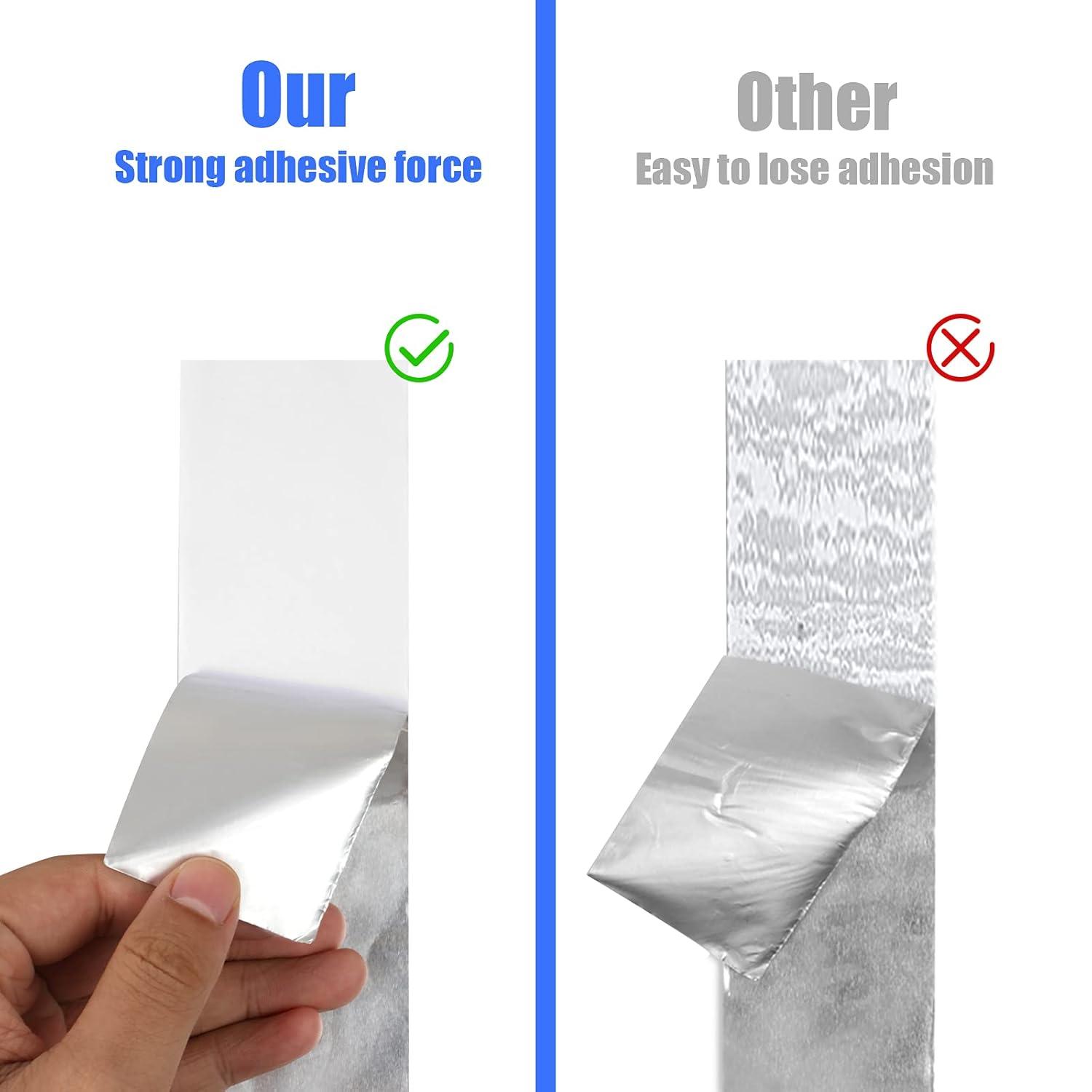 Aluminum Tape, 2 inch x 65 Feet Foil Tape (3.9 mil), Insulation Adhesive Metal Tape, High Temperature Heavy Duty HVAC Tape, Silver Tape Aluminum Foil Tape for Ductwork, Dryer Vent, HVAC