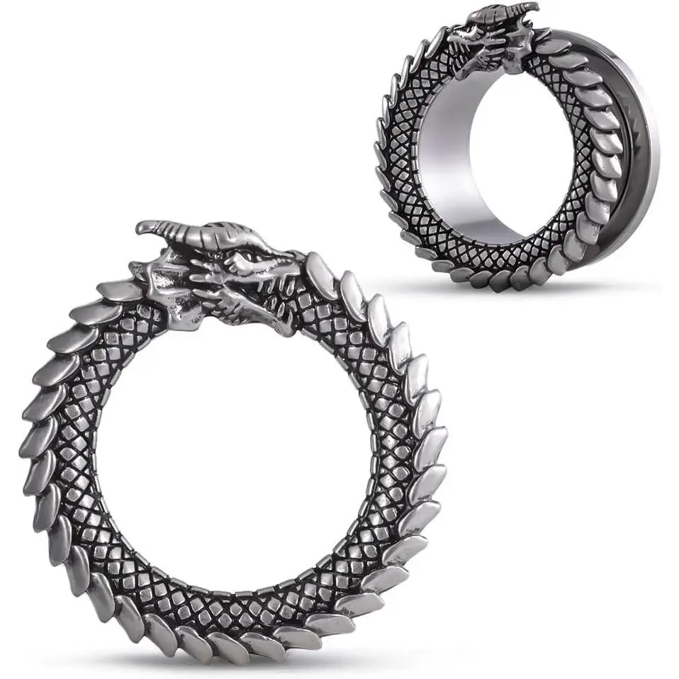 Owl Eyelet Stainless Steel Silver Tunnel Ear Gauges Stretchers Flesh Earrings(Gift)
