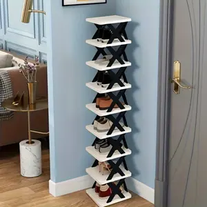 Space-saving corner shoe rack organizer - Tall and narrow 9-layer sturdy plastic rack, suitable for 9-10 pairs of shoes and boots, multi-functional storage design, applicable to entryways and wardrobes, compact home organizing supplies