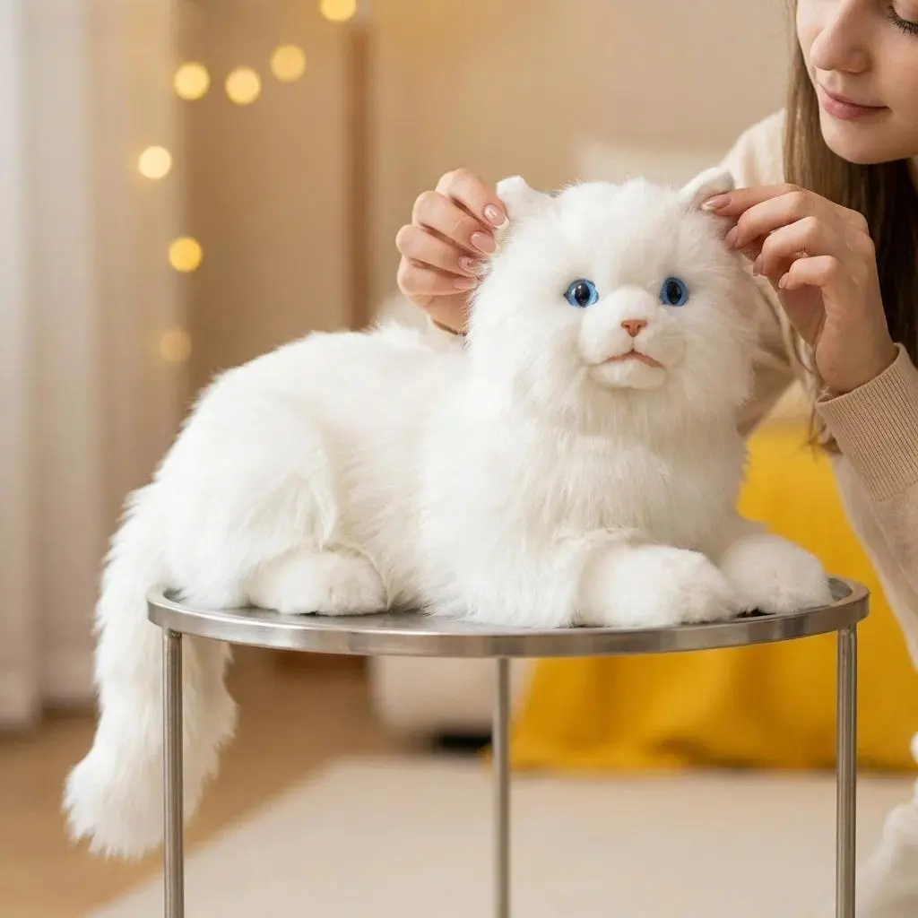 9.8in Durable Soft Fluffy Polyester Huggable Stuffed Animal - Realistic Animal Design Cat Plush Pillow, Safe From Chemicals, Cuddly Stress Relief Gift for 14+ (Toys & Hobbies, Classic & Novelty Toys)