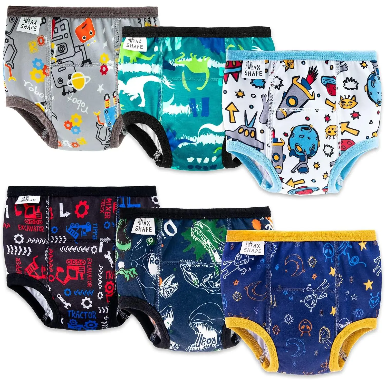 Pack of 6, training pants for boys, washable, suitable for children aged 2-6, designed to help children learn to use the toilet