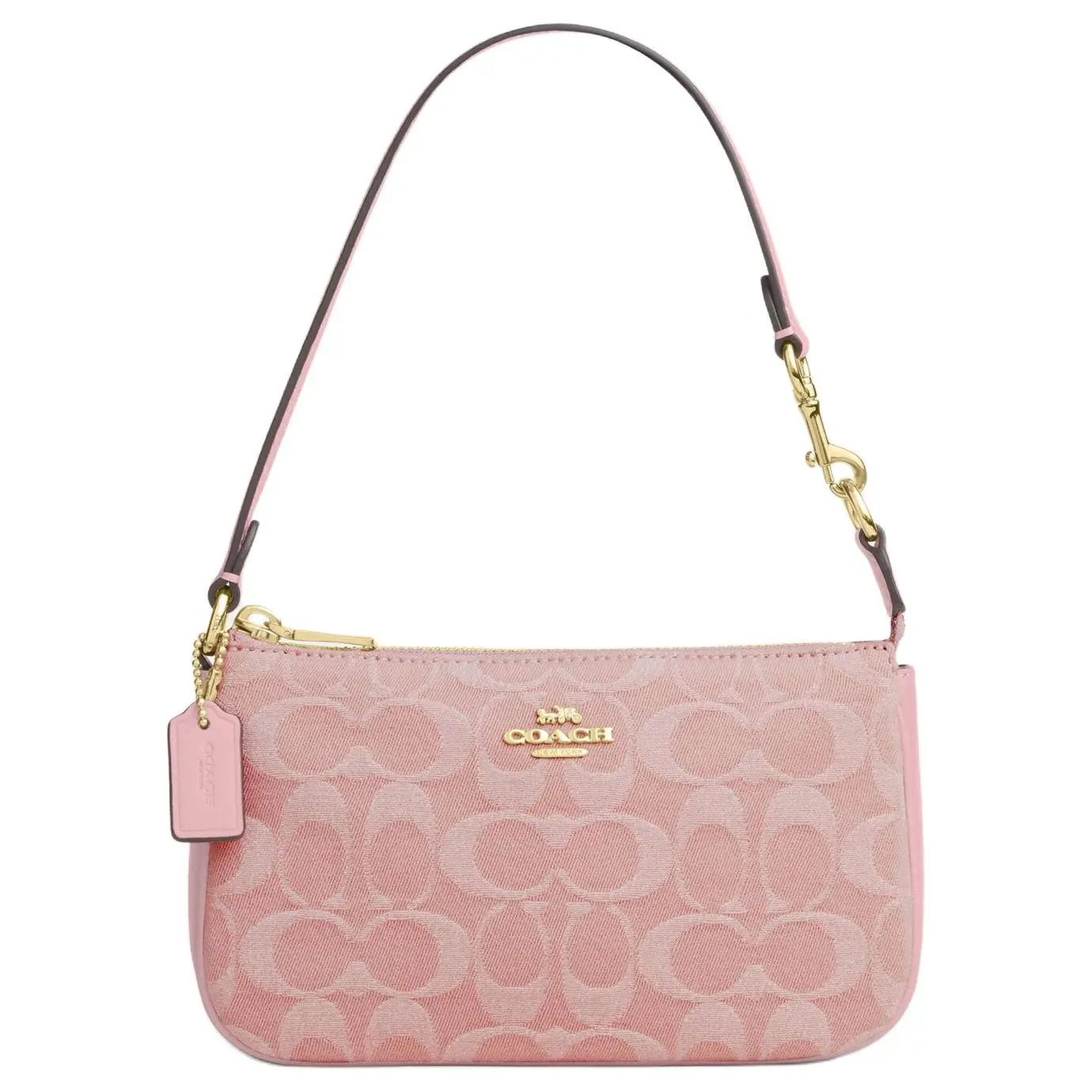 Coach Nolita 19 Monogram Print Underarm Shoulder Bag Small Size for Women Light Pink