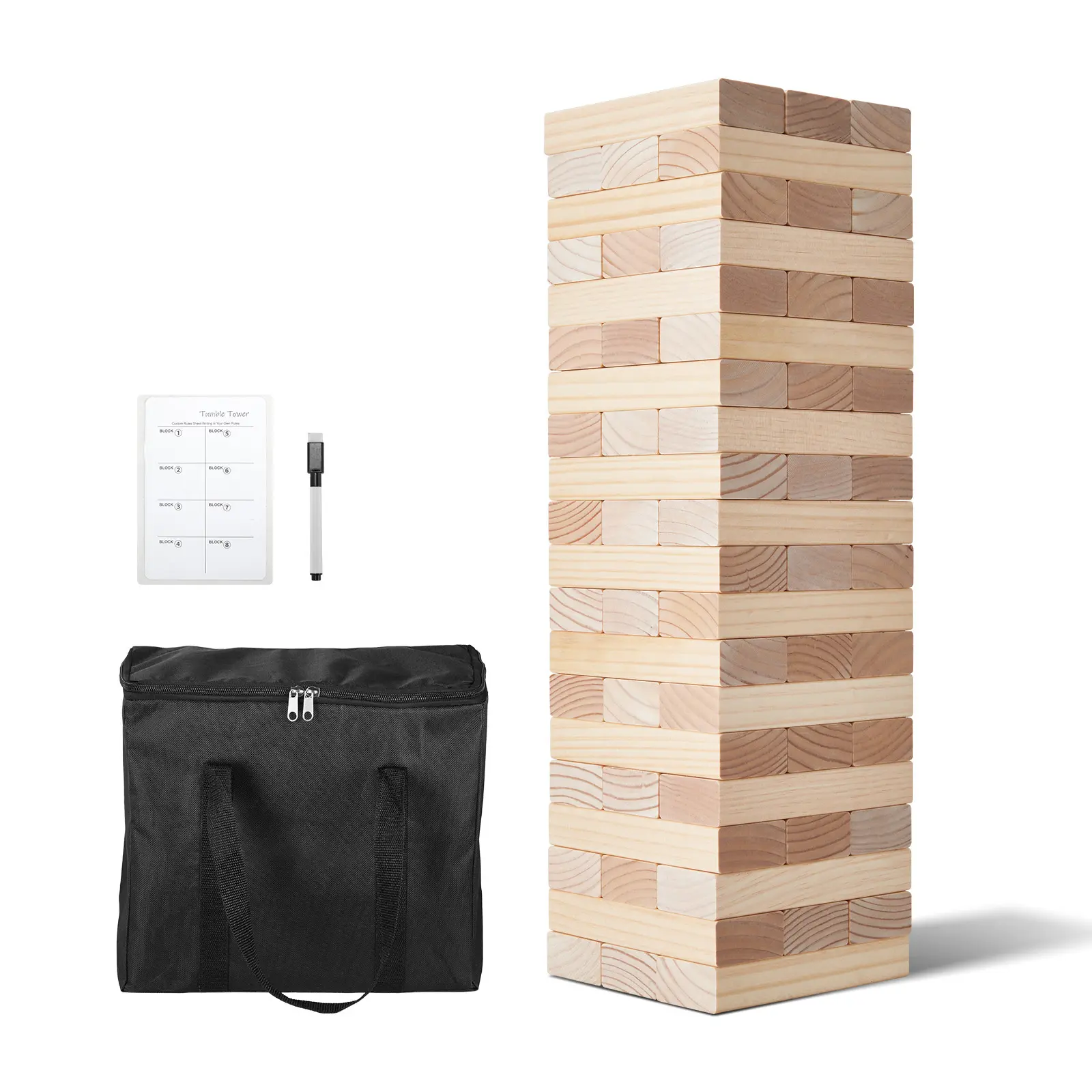 Tumbling Timber Toy, Blocks Giant Tumble Tower Blocks Game, Multiple Ways to Play, Giant Tumbling Timber Tower, Ideal for Multiple Settings, Easy Storage and Portable
