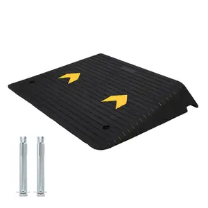 Heavy Duty Rubber Threshold Ramp – 4" Rise, 33,000 lbs Capacity – Non-Slip All-Weather Surface, Integrated Cord Channels – Portable Ramp for Doorways, Wheelchairs, Vehicles, Steps, Pets – 1/2 Pack