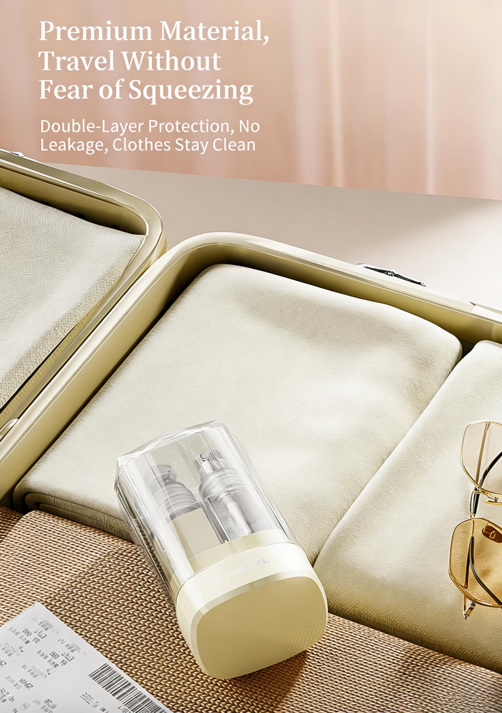 4-in-1 Travel Dispenser Bottle for Toiletries, Portable Cosmetic Shampoo Lotion Container, Lightweight Refillable Pump Bottle, Easy Press Smooth Flow, Luxury Travel Essentials