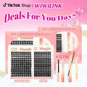 WiWiLINK Volume Bomb Magic 3D  Universal Lash Kit – Cluster Lashes in C/D Curl, DIY Lash Extension Set with Clusters (10-18mm, Includes Bond, Seal, and Remover) – Ultra-Thin Transparent Bands