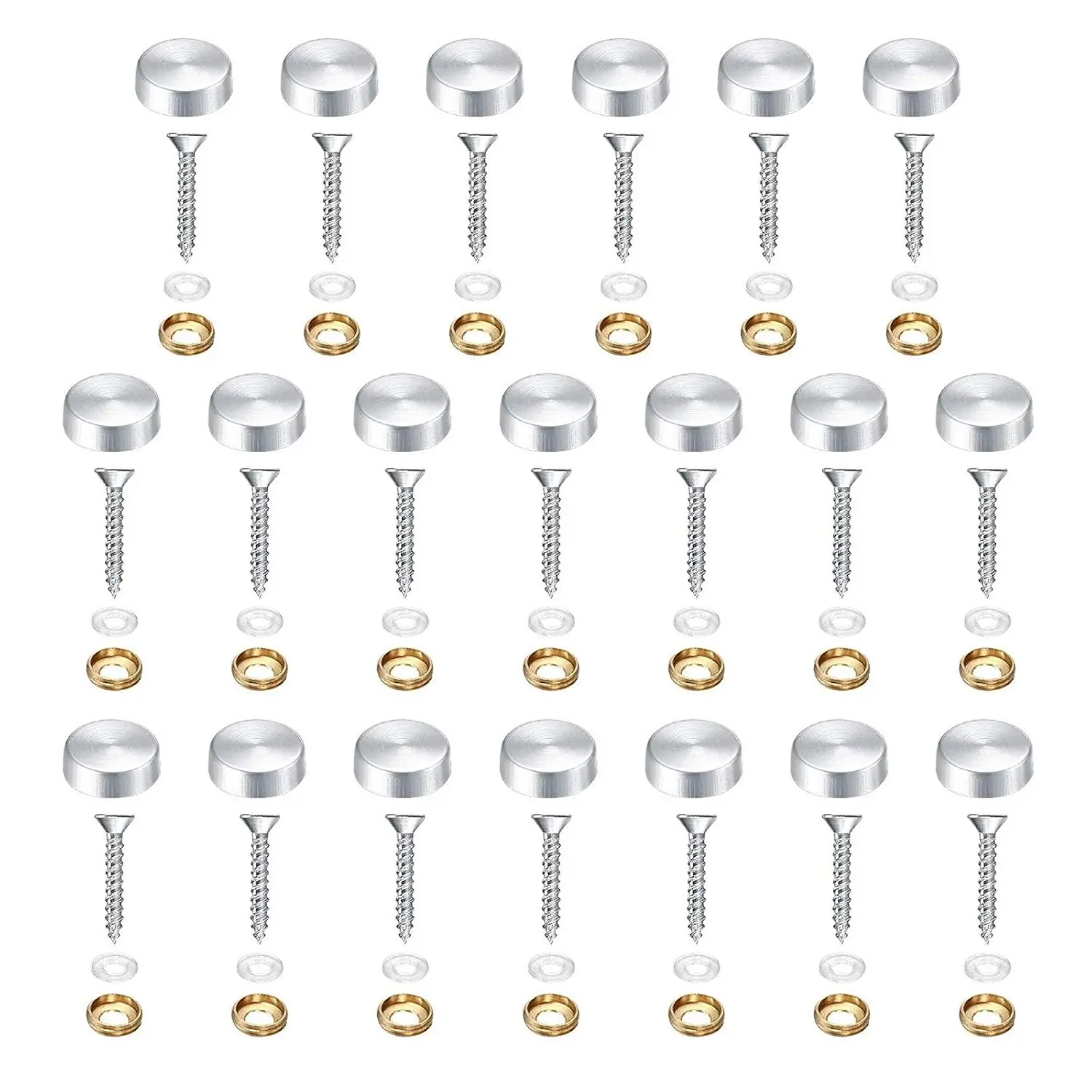 20 count Decorative Mirror Screws, Stainless Steel Screw Cap/Cover 16mm for Fasteners, Sign/Advertising Hardware, Nails, Construction,  Tables, Wardrobes Glass Furniture