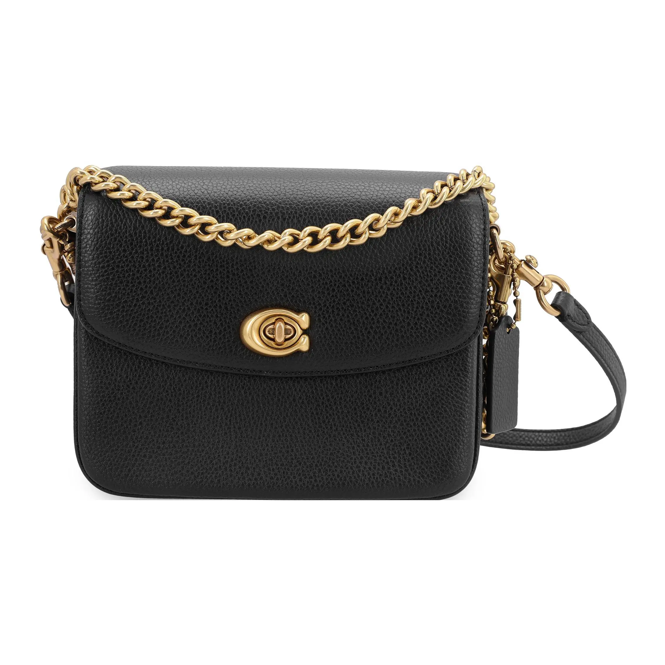 COACH Cassie 19 C-Clasp Flap Chain Messenger Bag for Women – Leather Crossbody and Shoulder Handbag in Black