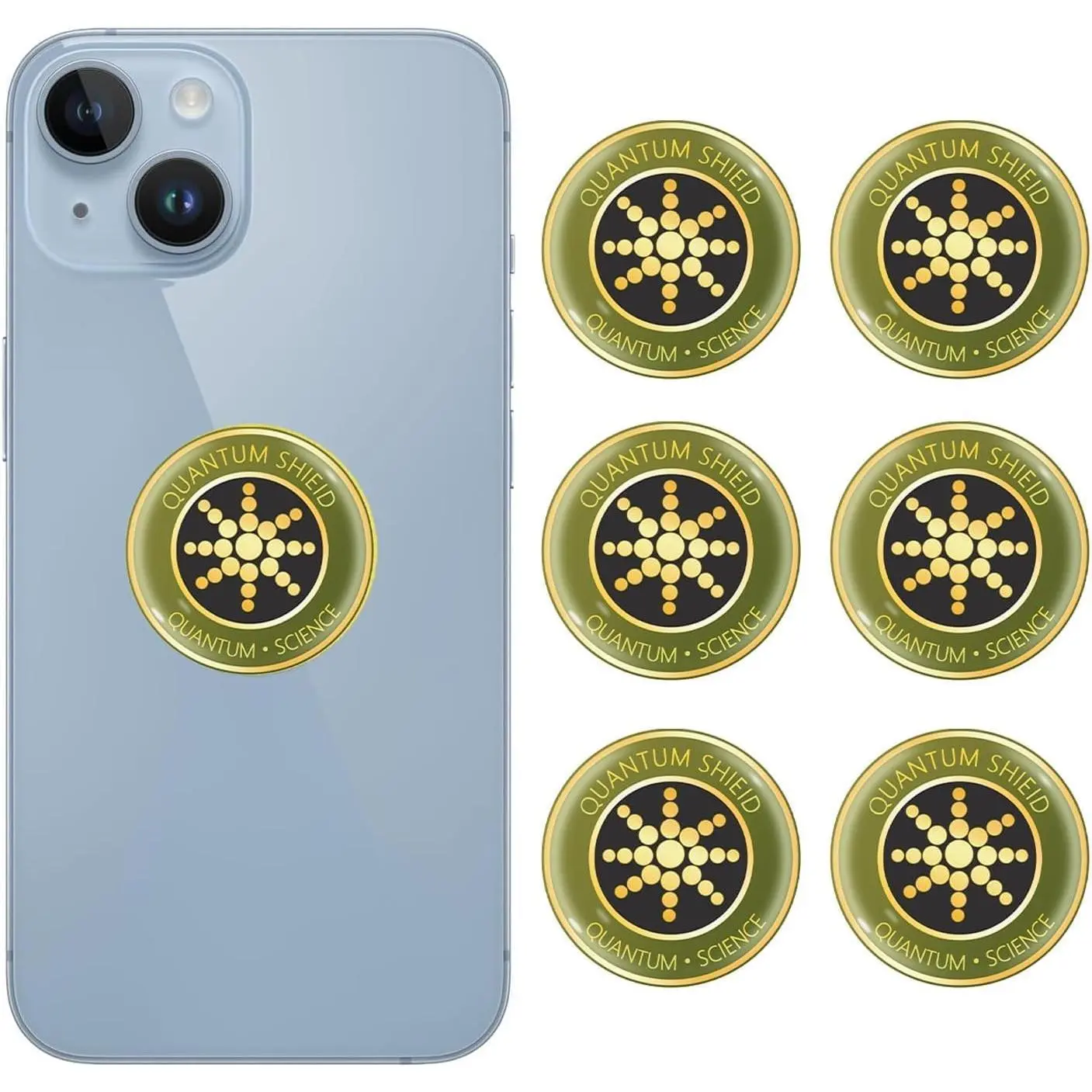 6-Pack Golden EMF Blocker Stickers for Smartphones, Cellphones, Cased Electronic Devices, WiFi 5G Tablets, Laptops, Computers - Protective Neutralizing Shield, Smartphone