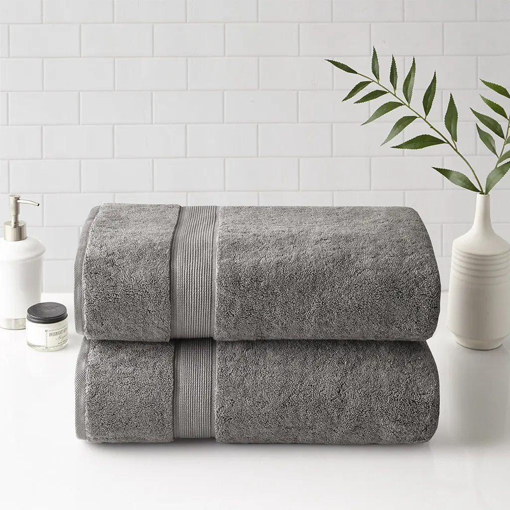 Nokaa 100% Cotton Bath Sheet Set 2-Piece, Extra Large 34x68 Antimicrobial Towels, Quick Dry Absorbent Spa Quality Bath Sheets for Bathroom, Hotel, Gym, Oeko-Tex Certified, Grey
