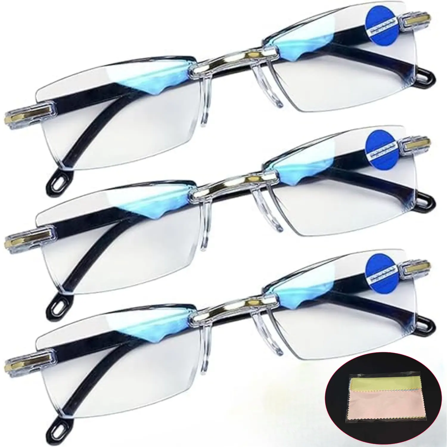 Unisex 2026 Vision Pro Geometric Frame Glasses - Self-Adjusting Square-Round PVC Frame Eyewear, Everyday Wear, Polycarbonate Lenses, Square Fashion Glasses