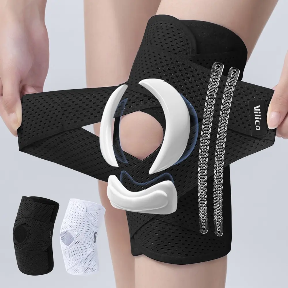 6th Generation Japanese Meniscus Knee Brace - Breathable Lightweight Stretch Polyester Patellar Support with Breathable Strap, Multi-Size for Sports Running, Basketball