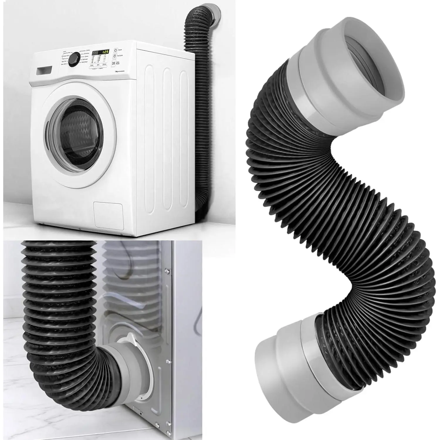 Dryer Vent Hose,4 inch 8feet Dryer Hose,Dryer Vent,Dryer Vent Kit,Heat Resistant,Dryer Vent Hose for Tight Space,Dryer Vent Connector,Indoor Dryer Vent Kit,90  Hose Elbow,Dryer Vent Adapter