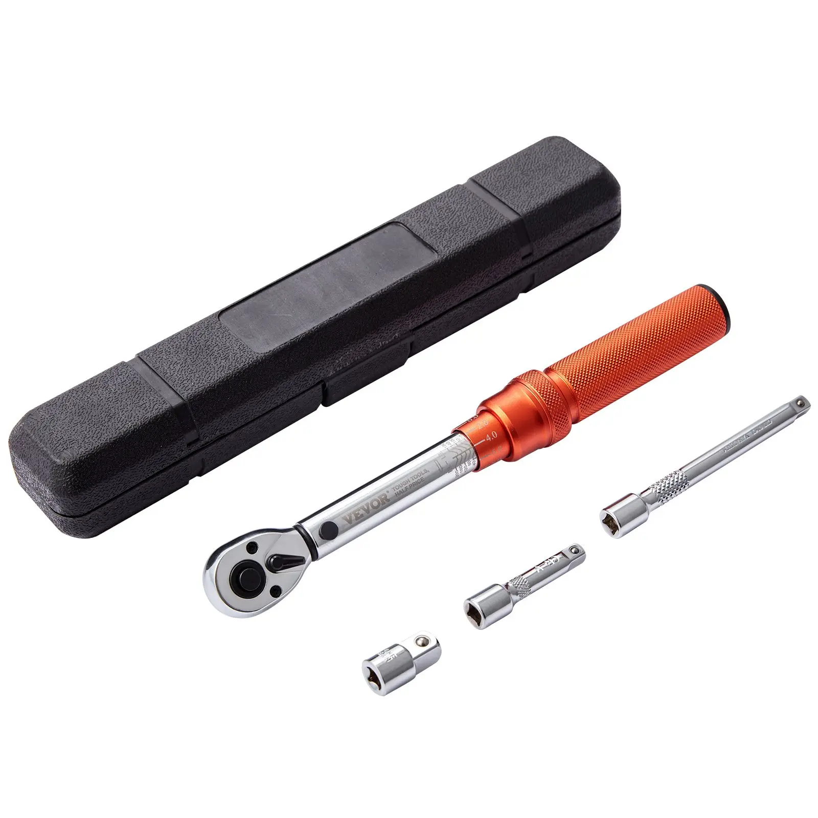 【DealsForYouDays】VEVOR Torque Wrench, 1/4-inch Drive Click Torque Wrench 20-200in. lb/3-23n. m, Dual-Direction Adjustable Torque Wrench Set, Mechanical Dual Range Scales Torque Wrench Kit with Adapters Extension Rod