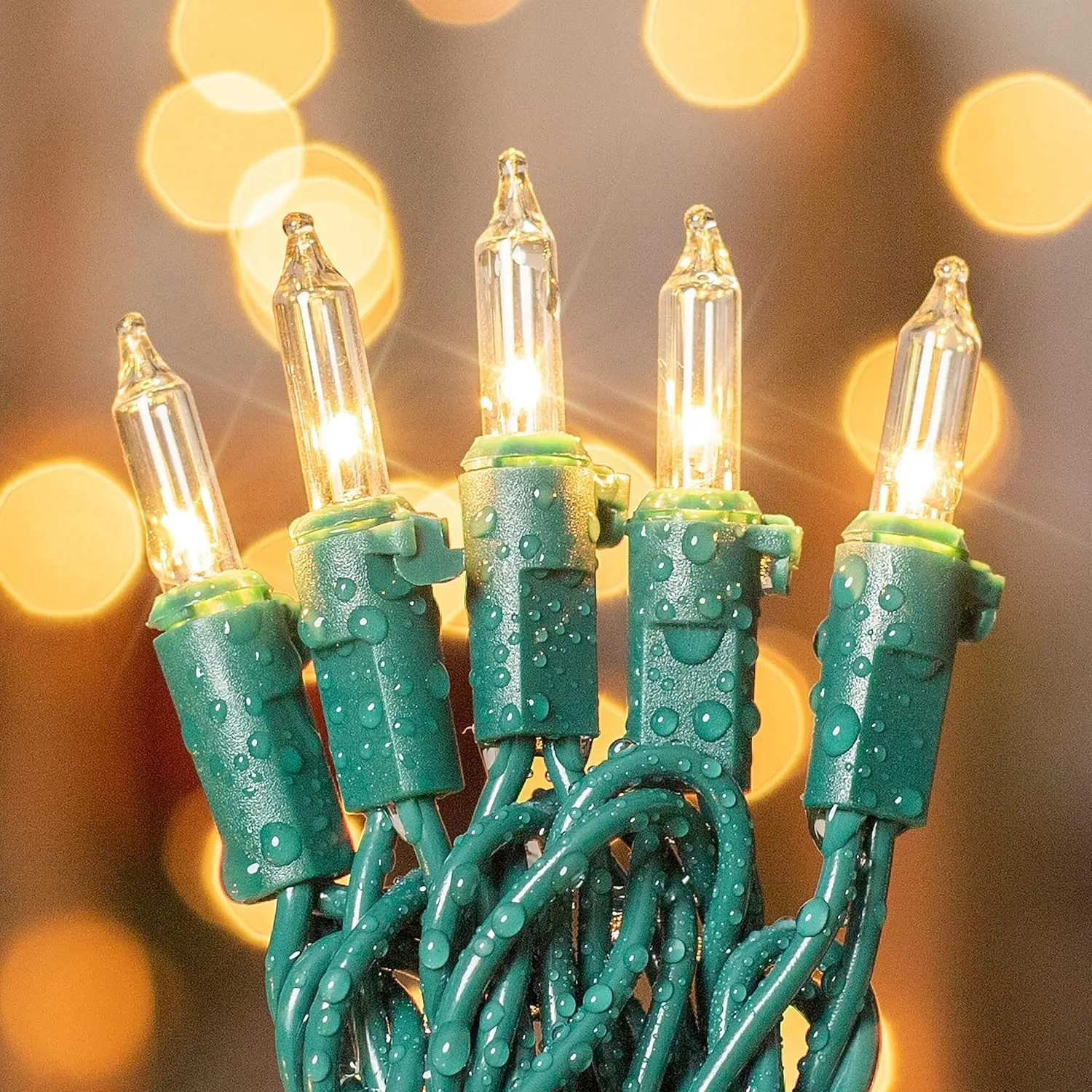 White Christmas Lights 13FT 50 Count with Green Wire, Connectable Clear Incandescent Mini String Lights Plug In for Indoor & Outdoor Tree, Garland, Holiday DecorGift