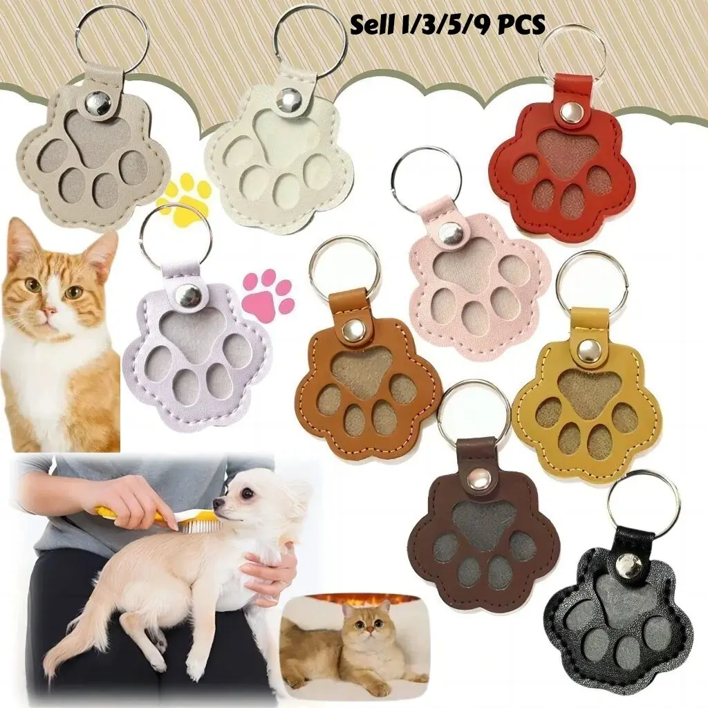 1/3/5/9 Counts Cat and dog hair keychain, Creative Practical Pet Hanging Ornament, for pet owners to collect and commemorate, Dog & Cat Paw Print Design, Durable Memorial Keepsake, Key Organizer Storage Bag, for Souvenirs, Pet Owner Gifts, Accessory