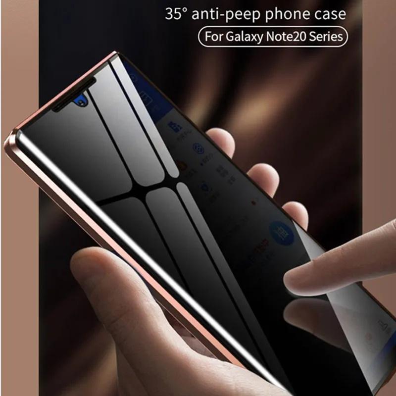 360° Protect Anti Peeping Privacy Double Sided Tempered Glass Case For Samsung Galaxy S25 S24 S23 Ultra Plus Metal MagneticCover