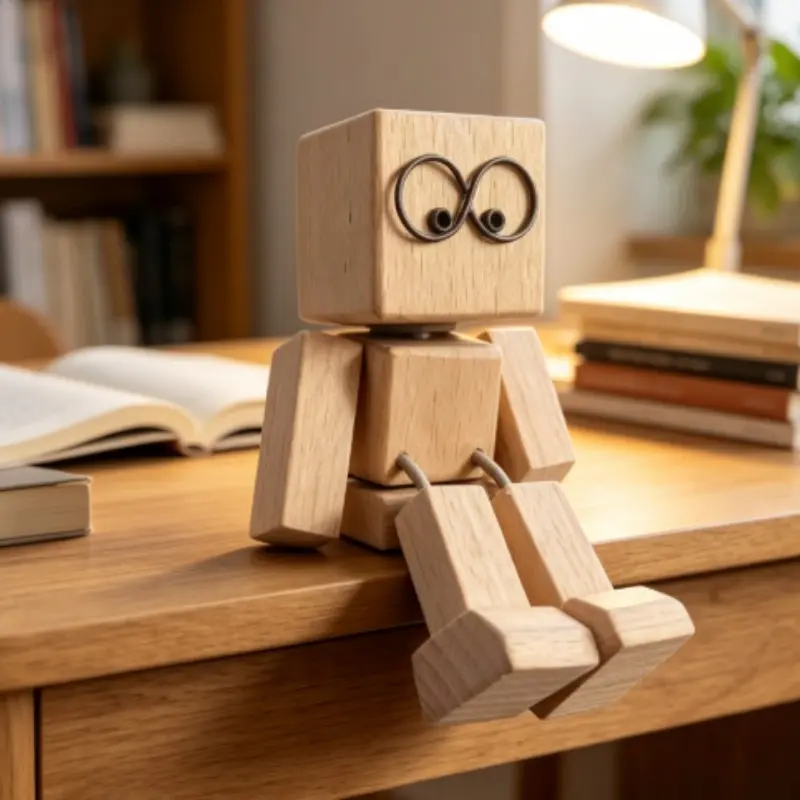 Handmade Wooden Puppet Decoration, 1pc Real Wood Shaking Leg Figure, DIY Craft Toy, Unique Home Decor Item, Perfect Gift Idea