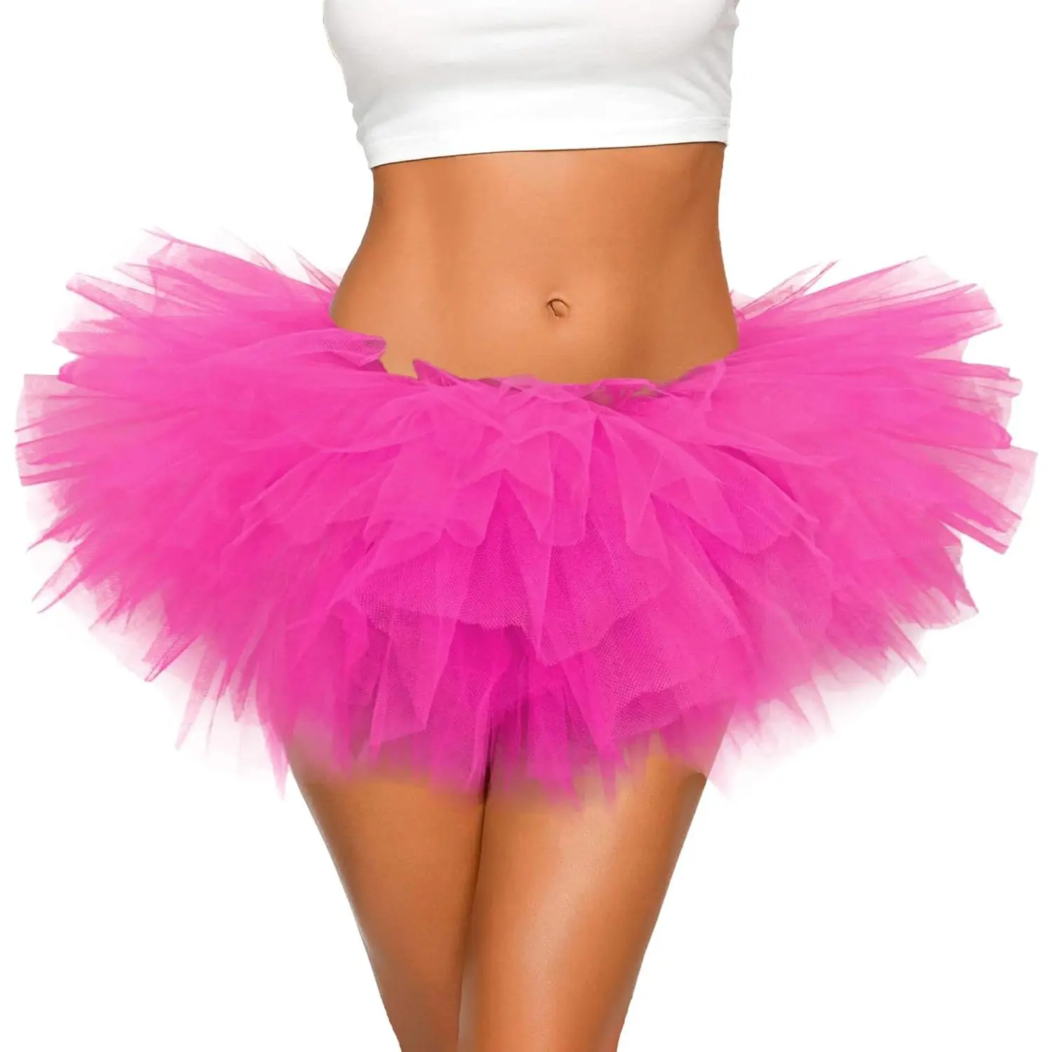 5-Layer Puffy Tulle Tutu Skirts for Adult Women 80s Outfit Ideal for Halloween Costumes