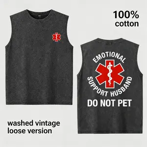 Emotional Support Husband Sleeveless Shirt Funny Do Not Pet Medical Symbol Vest Gift for Husband EMT Boyfriend Husband Tee Shirts