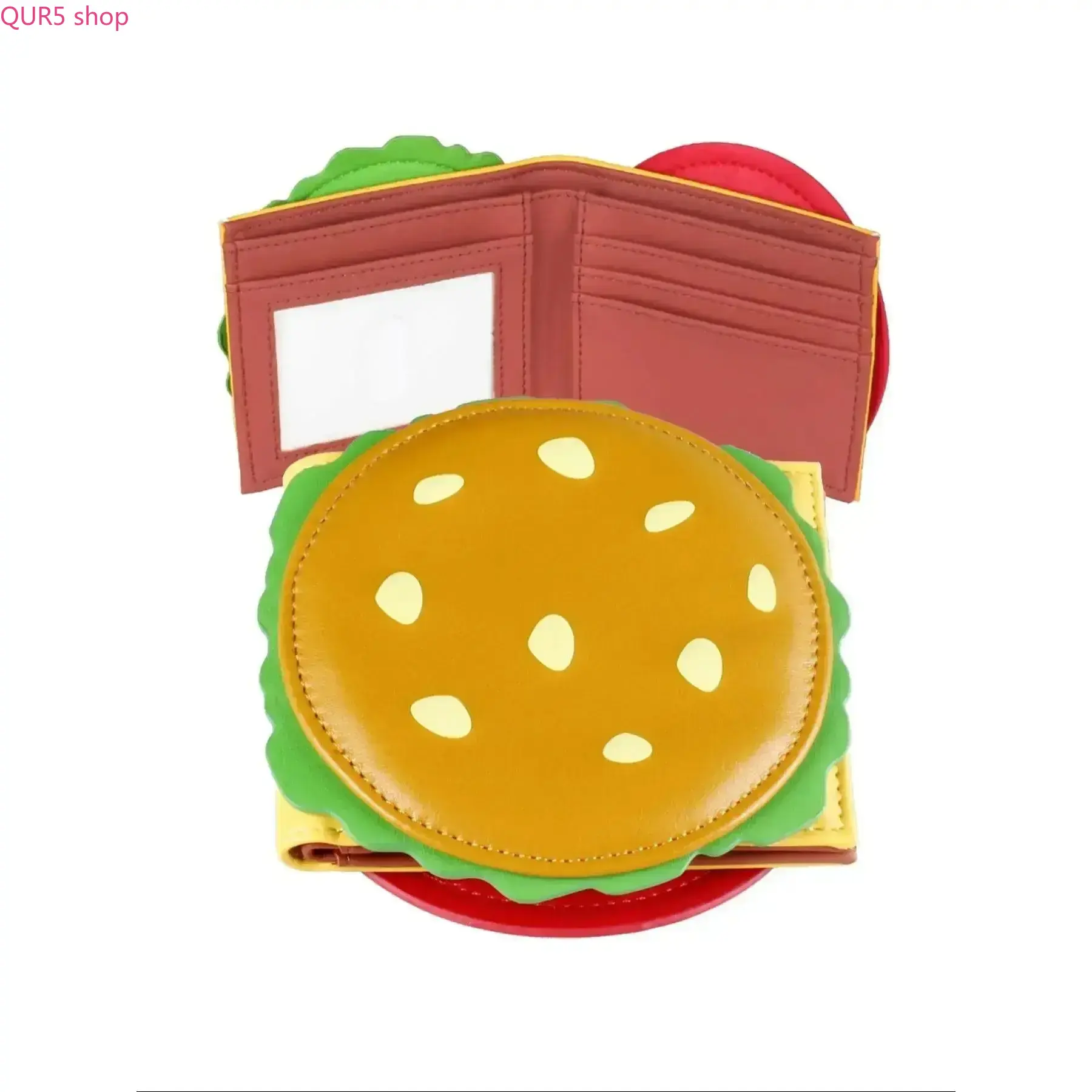 Burger-Shaped Men's PU Leather Folded Wallet with Multi Card Slots, Realistic Hamburger Design Casual Outdoor Accessory, Fun Gift for Him (Father’s Day Present), Multi Slots