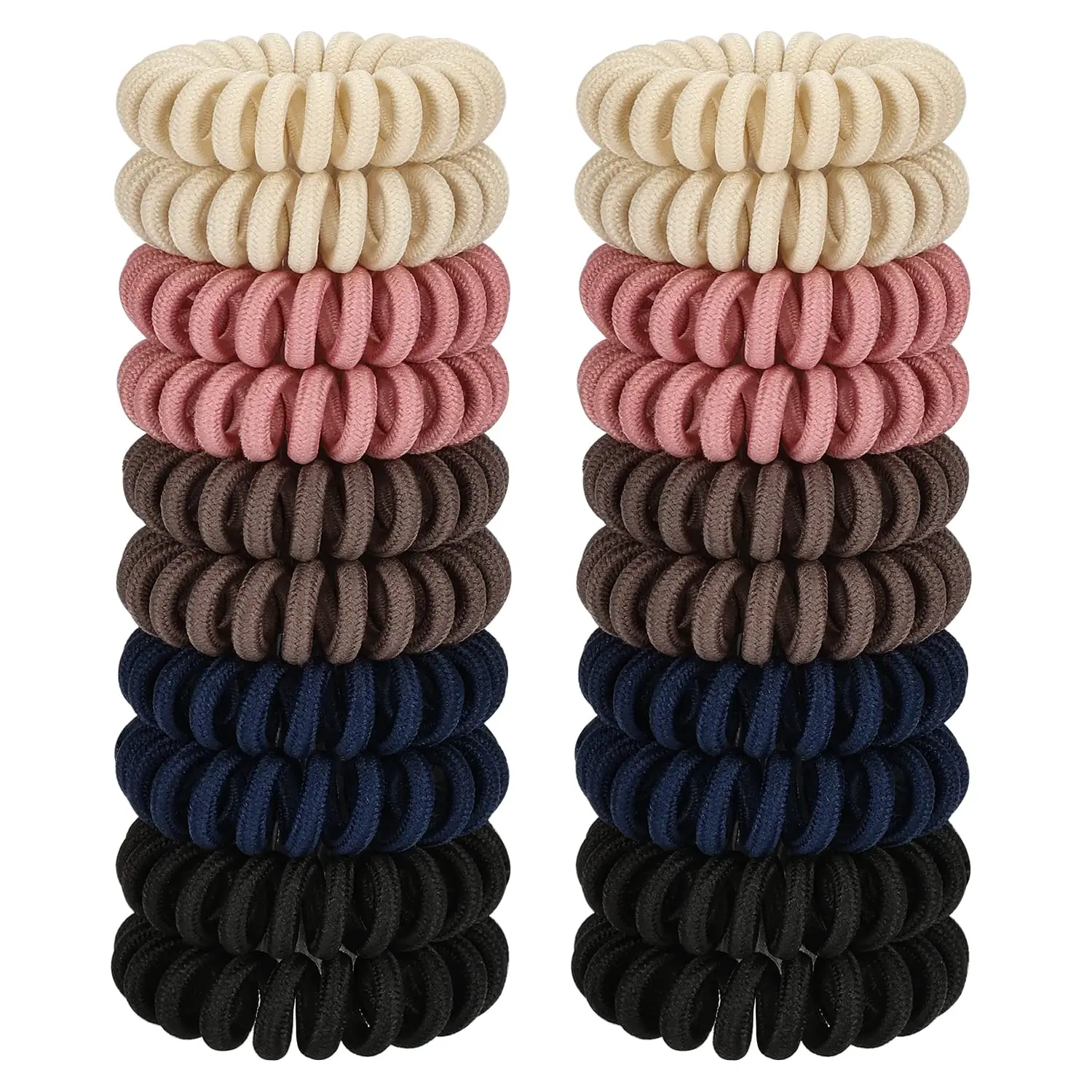 Spiral Hair Ties, 20 Pcs Traceless Phone Cord Hair Ties No Crease Spiral Bracelet Plastic Coil Ponytail Holders No-Damage Headband Hair Accessory  Girls Women Ladies Gift (Fabric Covered)