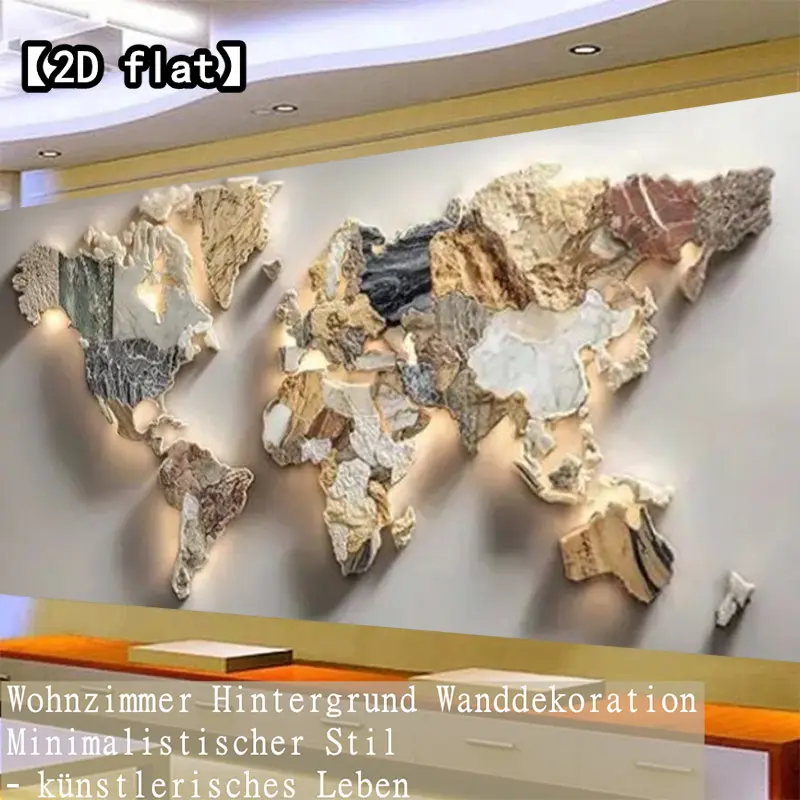 【2D flat】World Terrain Art Decor 1 Piece Unframed Canvas Wall Art - For Living Room, Kitchen, Office, Dining Room - Home Decor, Office Art, Vivid Artwork, Durable Art, Interior Designers