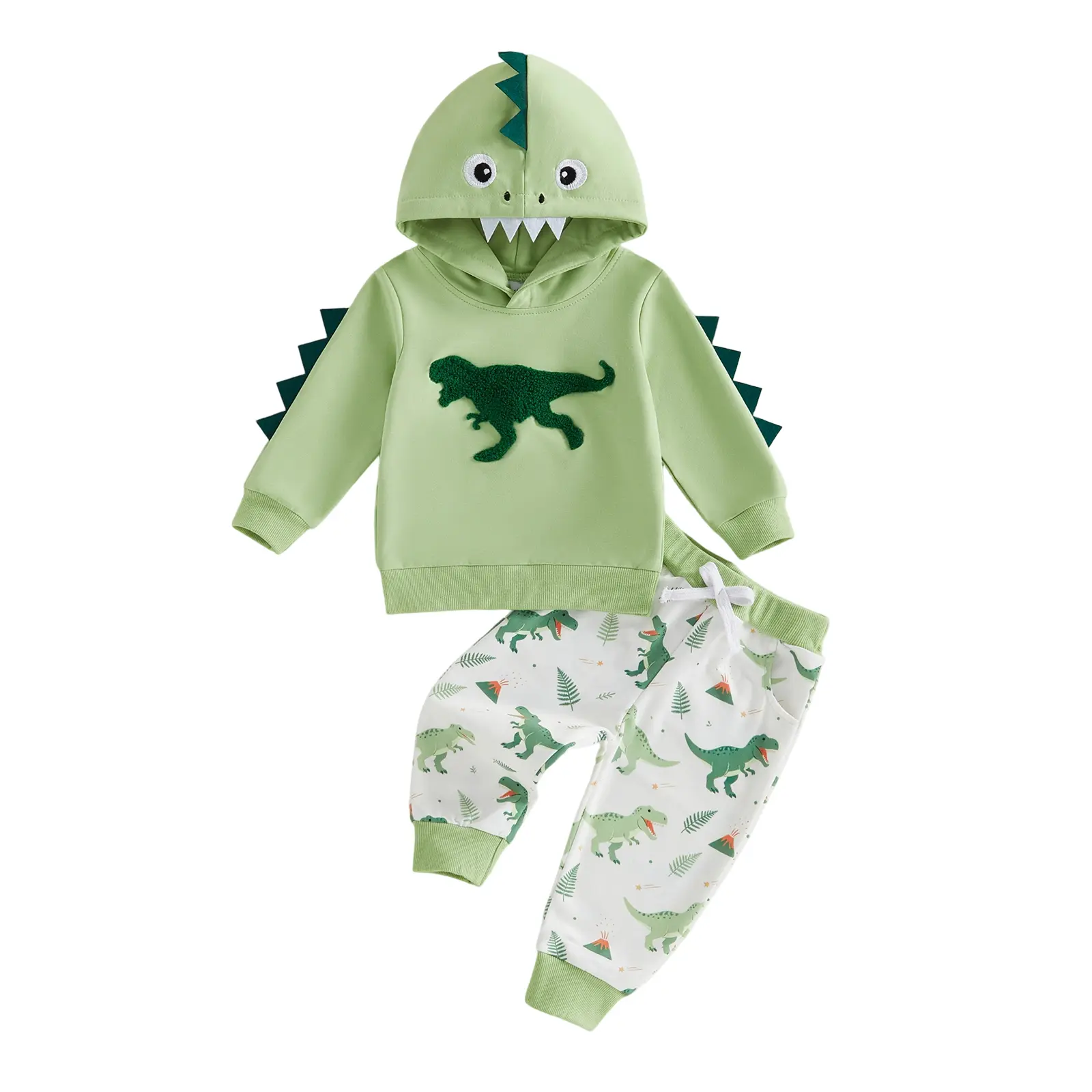 Toddler Baby Little Boy Outfits Long Sleeve Hoodies Dinosaur Print Joggers Pants Set Fall Winter 0-3 Years