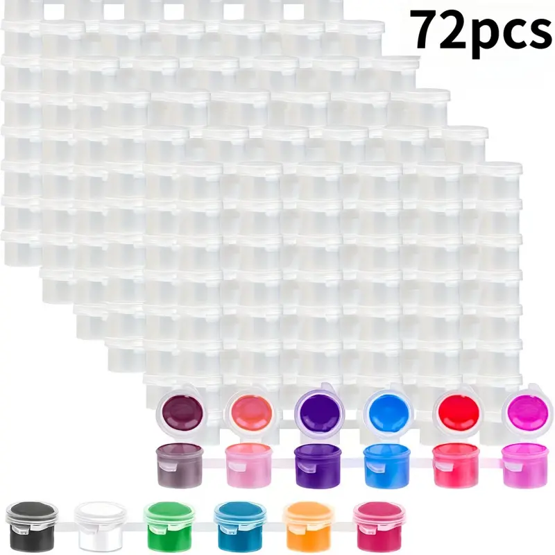 72pcs Empty Paint Cans, 2ml/0.06oz Acrylic Mini Paint Containers, Durable Plastic, Leak-Proof & Easy-Sealing, for School Art Craft Projects