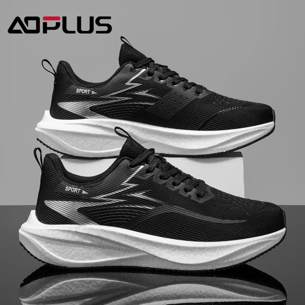 AOPLUS Men's Casual Trainers - Polypropylene Fly-Knit Mesh Footwear, Round Toe, Lace-Up, Lightweight Breathable, All-Day Comfort, Athletic Sports Shoes for Training, Walking, US-EU Sizes