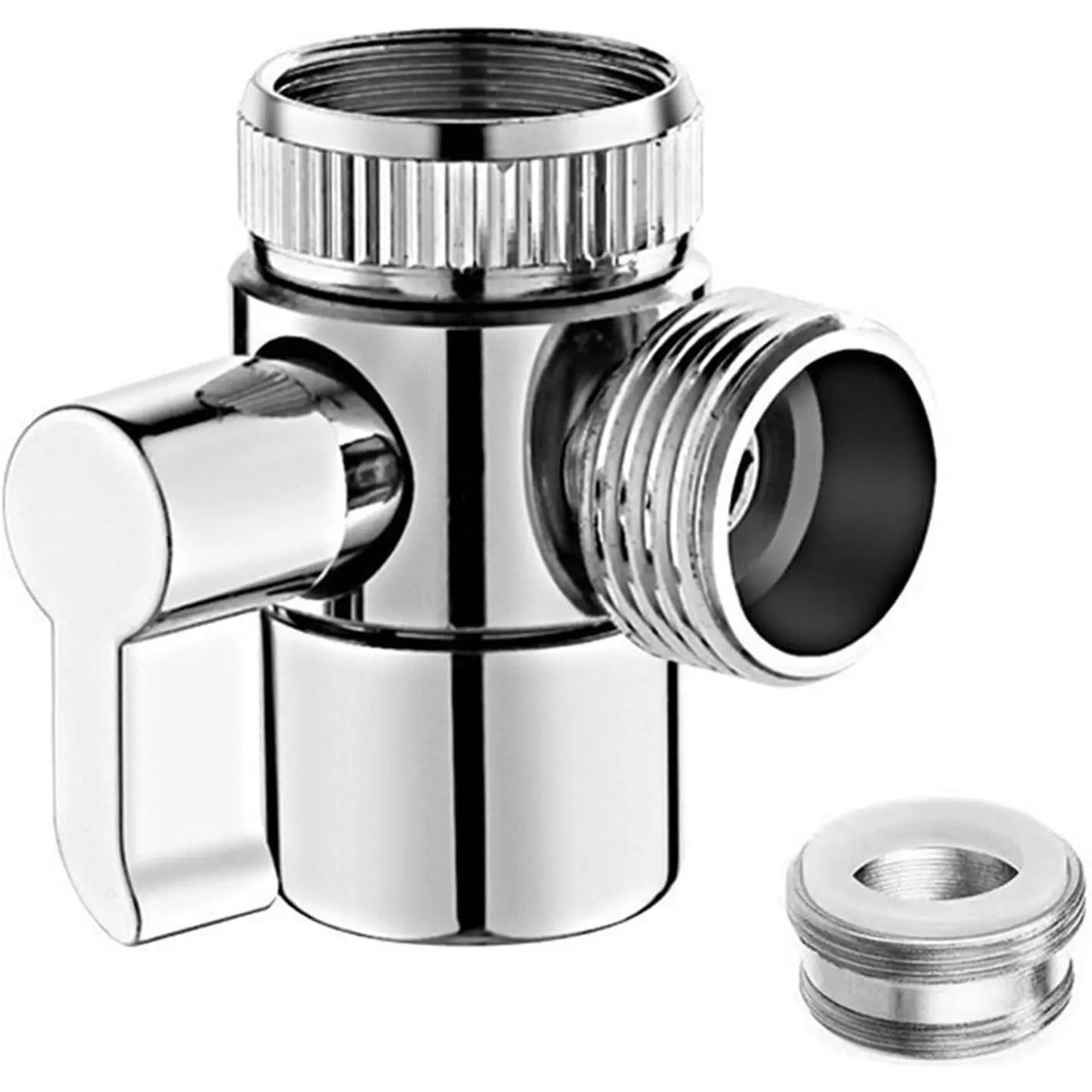G1/2 Shower Diverter Valve 3 Way Kitchen Tap Diverter,3 Way T-Adapter Shower  Diverter Valve for Bath Mixer Tap,Shower Attachment, Sink M22 M24 Adapter Zinc Alloy()