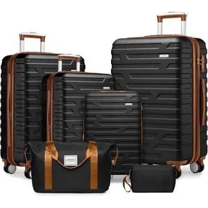 6 Piece Luggage Set, Expandable Hardside Suitcases with Spinner Wheels TSA Lock, ABS Carry On Luggage 18 20 24 28 Inch with Duffel Bag & Toiletry Bag